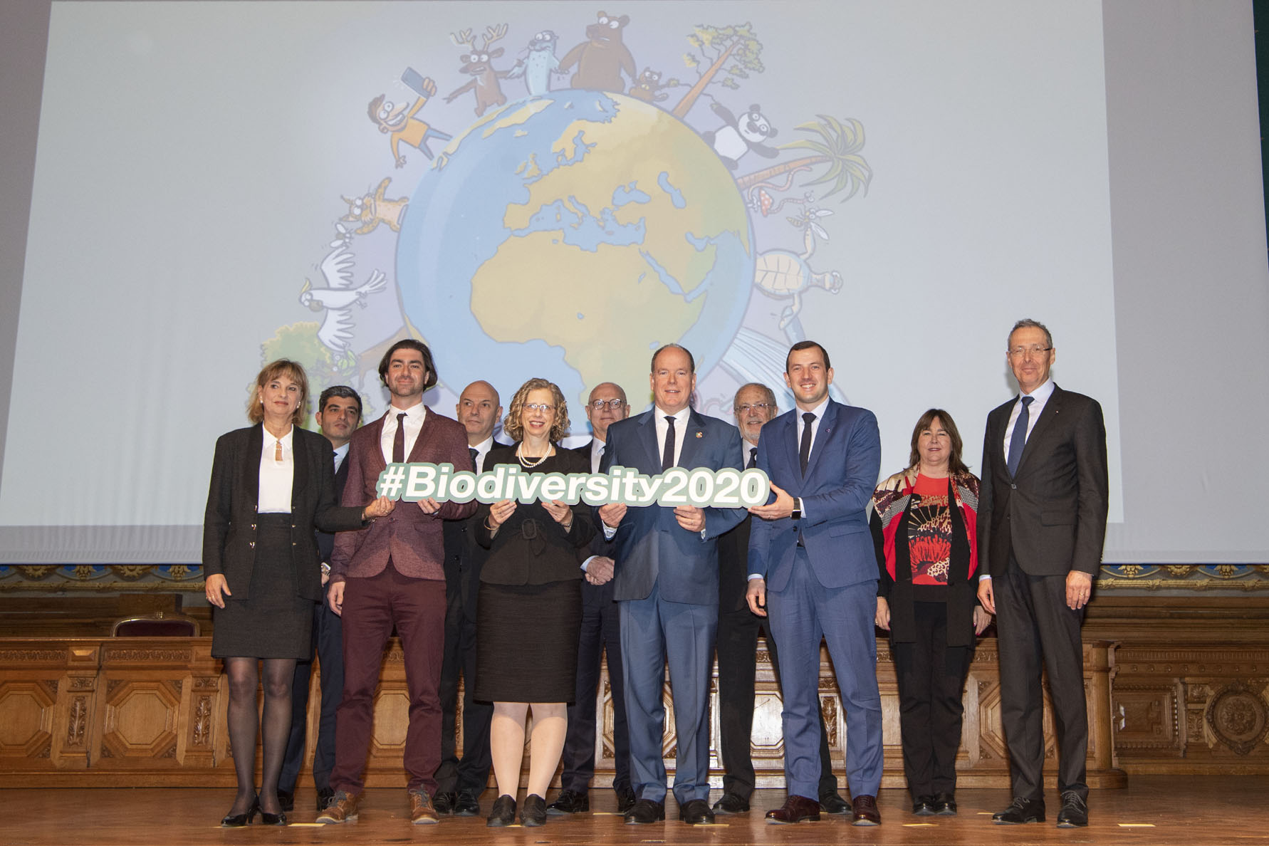 Photo de groupe - Lancement coalition mondiale pour la biodiversité - 3 mars 2020 © M. Dagnino - Institut océanographique de Monaco.